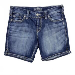 VTG Y2K Silver Jeans Co. Suki Denim Shorts Western Glove Works Women's W30